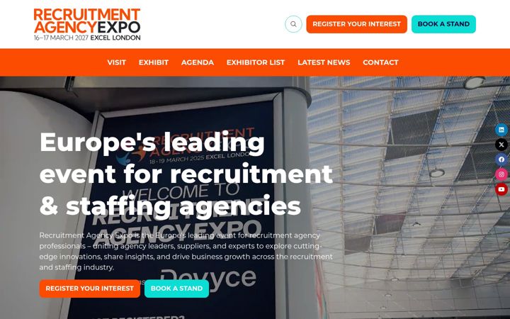 Snímek obrazovky recruitmentagencyexpo.com