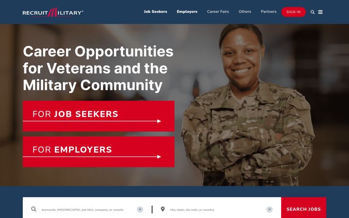 Screenshot of recruitmilitary.com