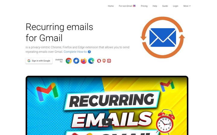 Screenshot of recurring-emails-for-gmail.com