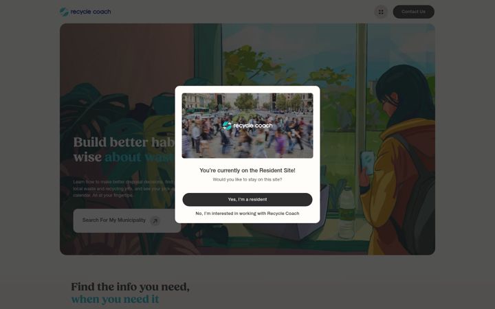 Screenshot of recyclecoach.com