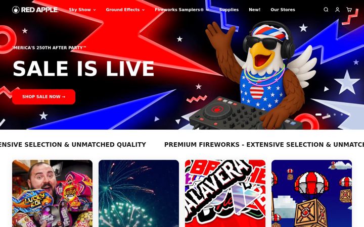 Screenshot of redapplefireworks.com