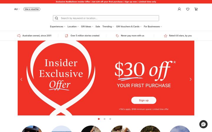 Screenshot of redballoon.com.au
