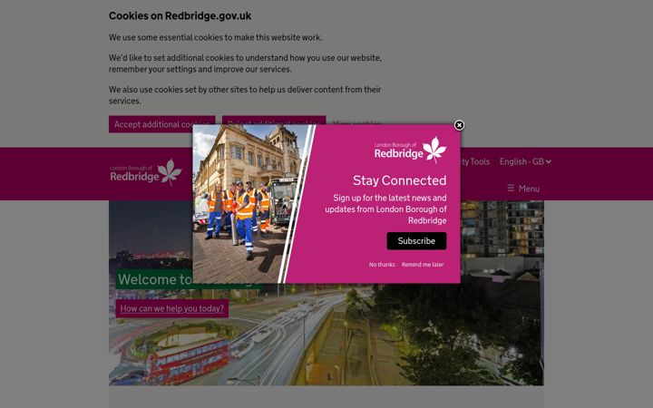 Screenshot of redbridge.gov.uk