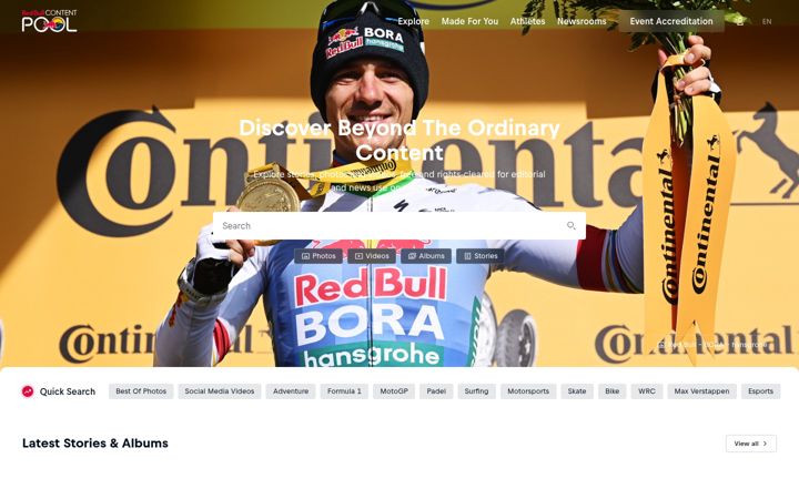 Screenshot of redbullcontentpool.com