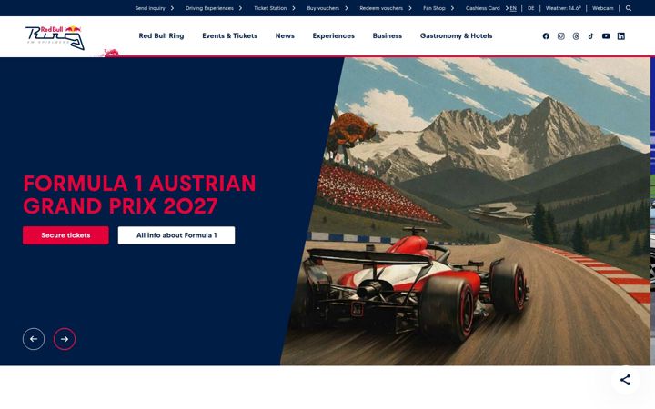 Screenshot of redbullring.com