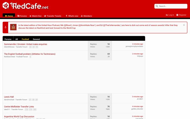 Screenshot ta' redcafe.net