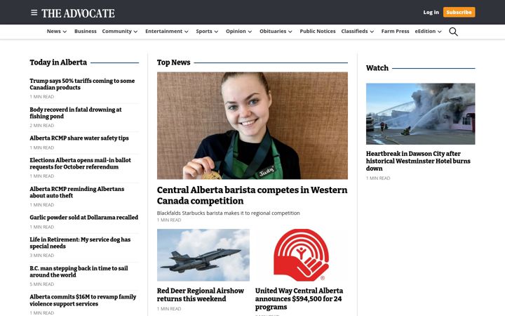 Screenshot of reddeeradvocate.com