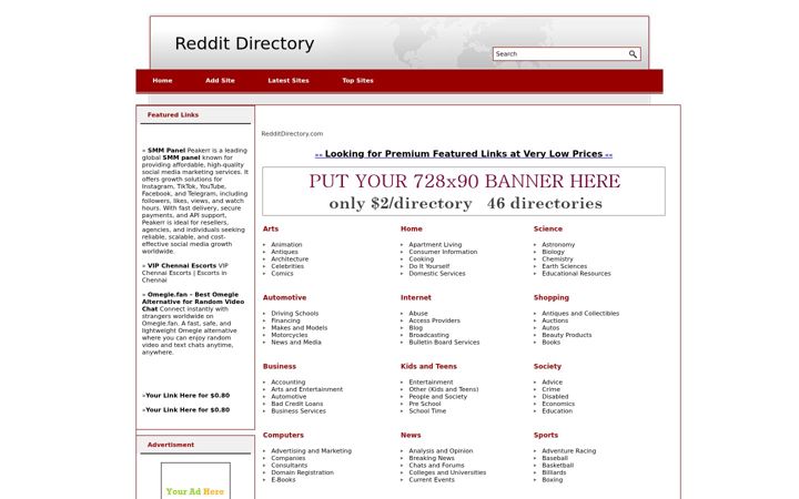 Screenshot of reddit-directory.com