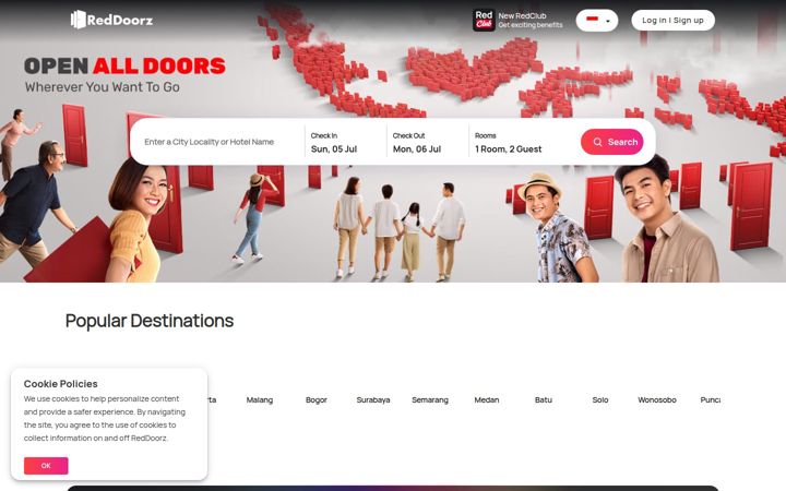 Kuvakaappaus sivustosta reddoorz.com