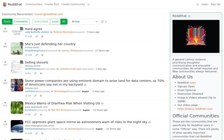 Screenshot of reddthat.com