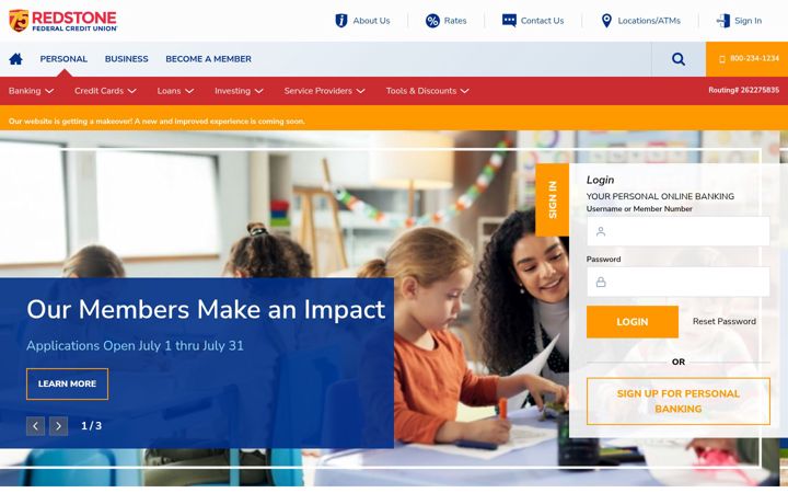 Screenshot of redfcu.org