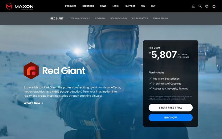Screenshot of redgiant.com