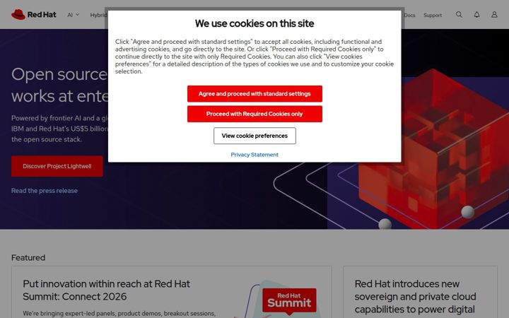 Zrzut ekranu redhat.com