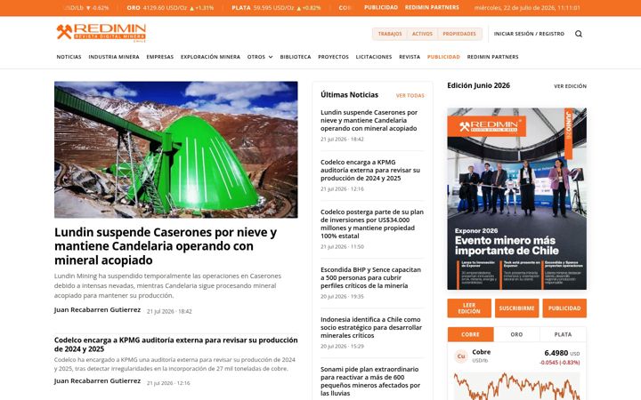 Екранна снимка на redimin.cl