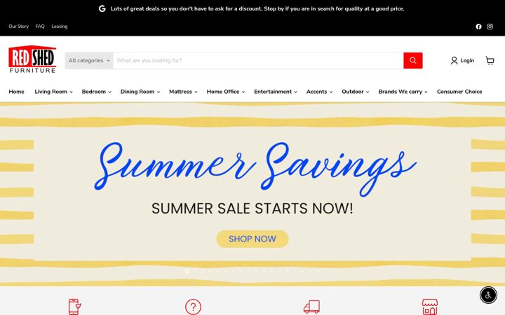 Screenshot of redshedfurniture.com
