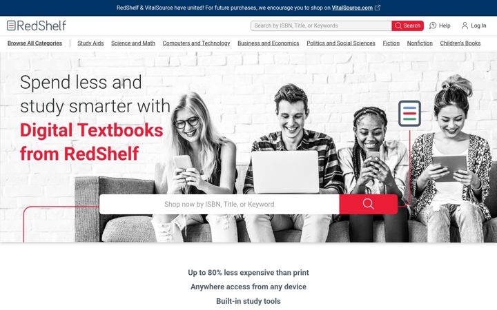Screenshot of redshelf.com