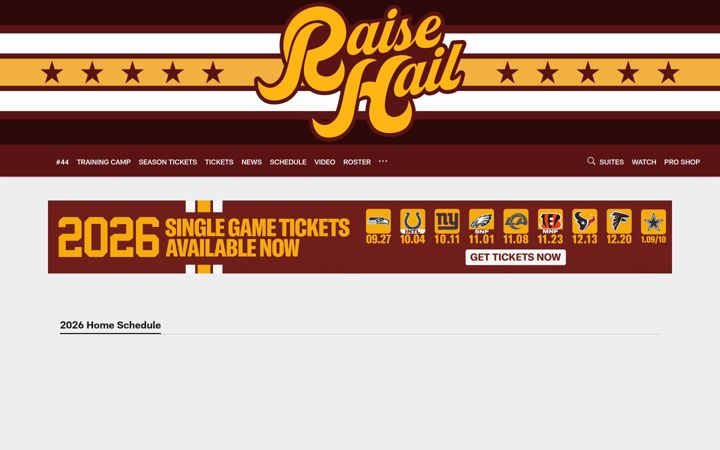 Screenshot of redskins.com