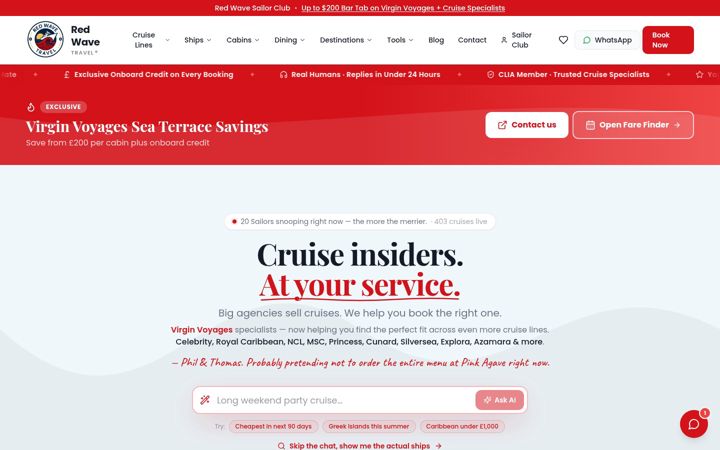 Snímek obrazovky redwavetravel.com