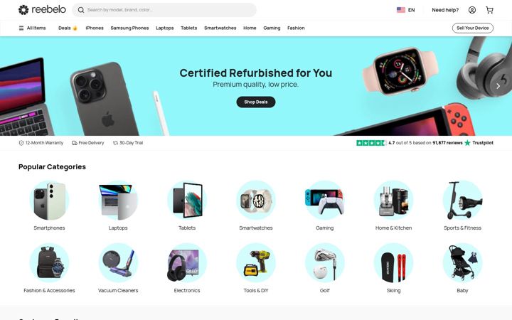 Screenshot of reebelo.com