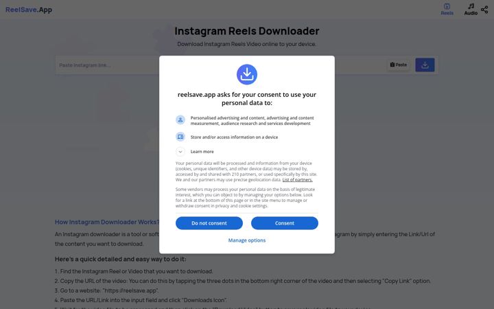 Snímek obrazovky reelsave.app