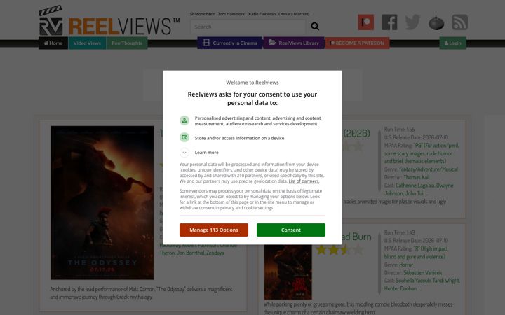 Screenshot of reelviews.net