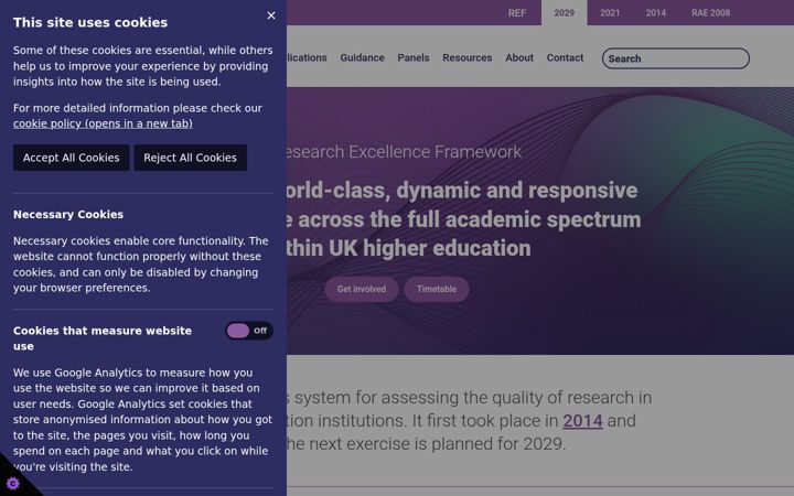 Screenshot of ref.ac.uk