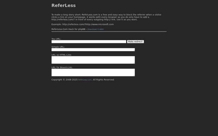 Screenshot of referless.com