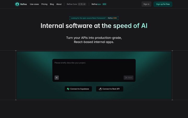 Screenshot of refine.dev