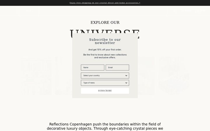Screenshot of reflections-copenhagen.com