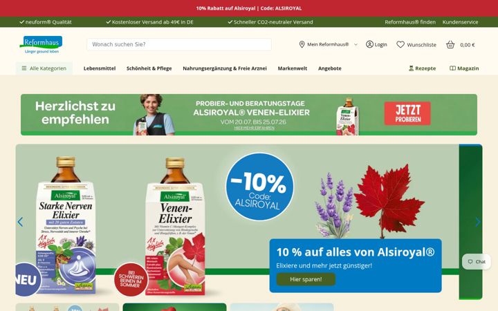 Zrzut ekranu reformhaus.de