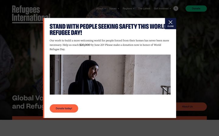 Screenshot of refugeesinternational.org