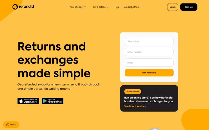 Screenshot of refundid.com