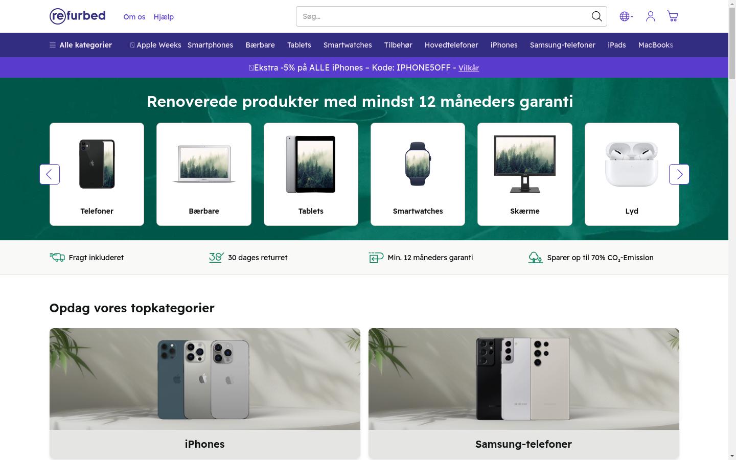 Screenshot of refurbed.com