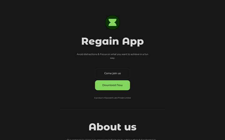 Screenshot of regainapp.ai