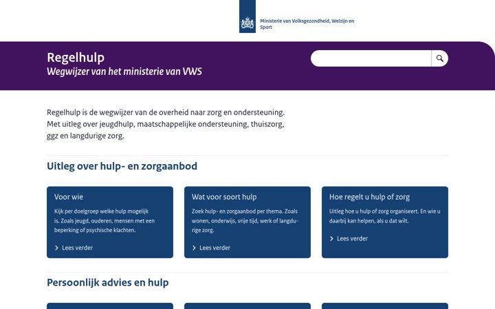 Captura de pantalla de regelhulp.nl
