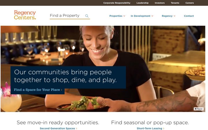 Screenshot of regencycenters.com