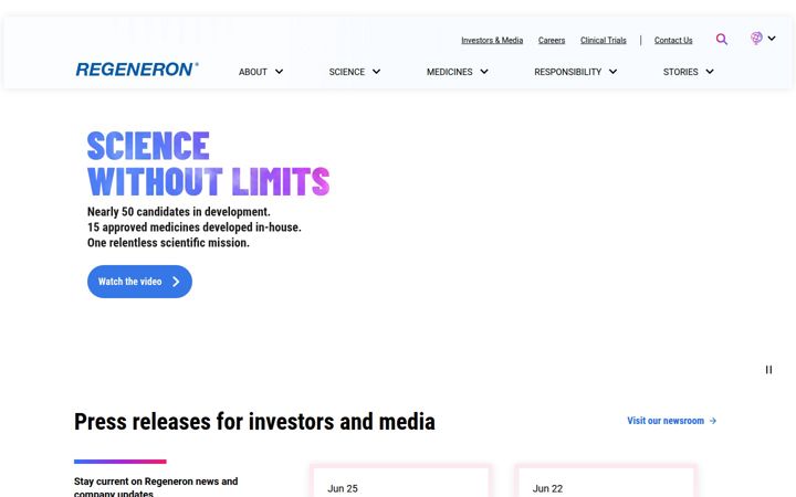 Screenshot of regeneron.com