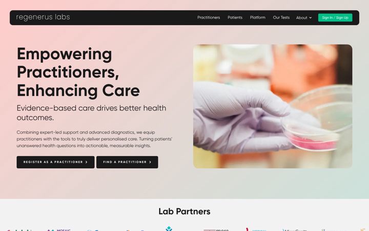 Screenshot of regeneruslabs.com
