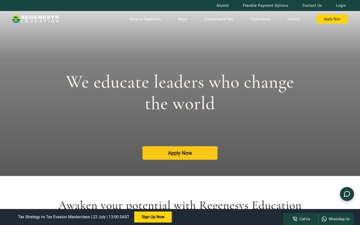 Screenshot von regenesys.net