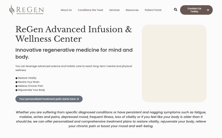 Ekrano kopija regeninfusions.com