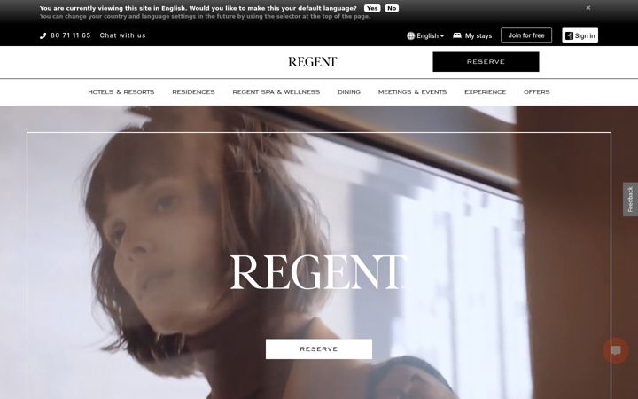 Screenshot of regenthotels.com
