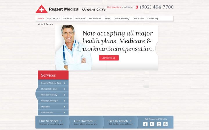 Screenshot of regentmedicalcare.com