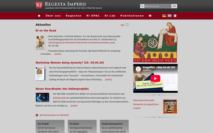 Screenshot of regesta-imperii.de