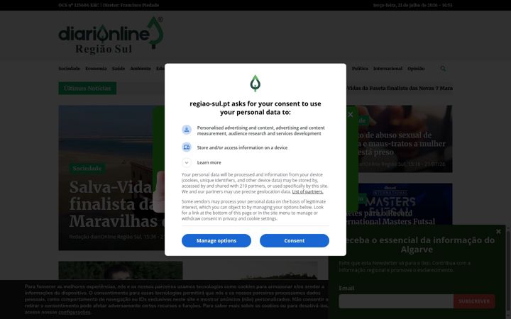 Screenshot ta' regiao-sul.pt