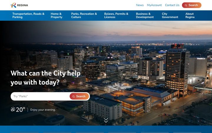 Screenshot of regina.ca