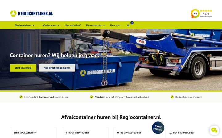 Screenshot of regiocontainer.nl