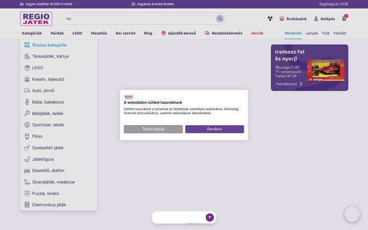 Screenshot of regiojatek.hu