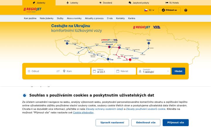 Screenshot of regiojet.cz