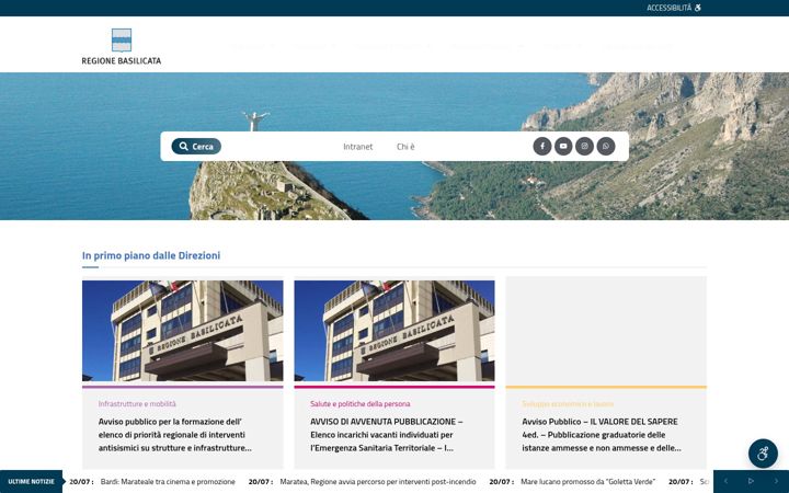 Screenshot of regione.basilicata.it
