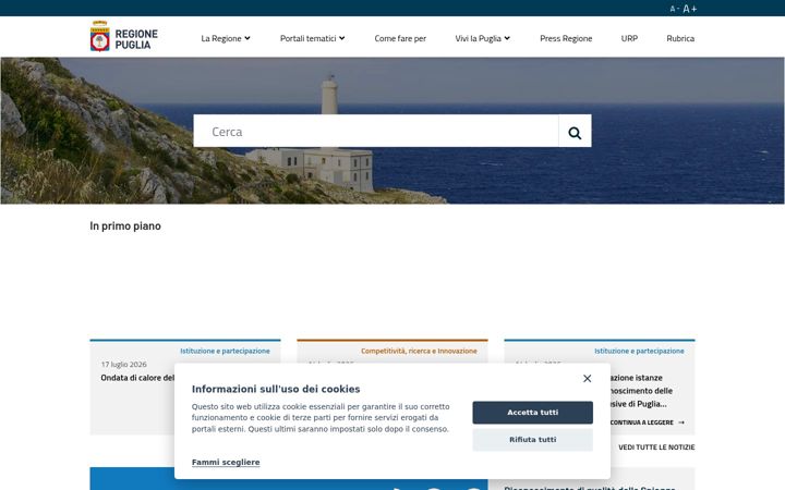 Screenshot of regione.puglia.it